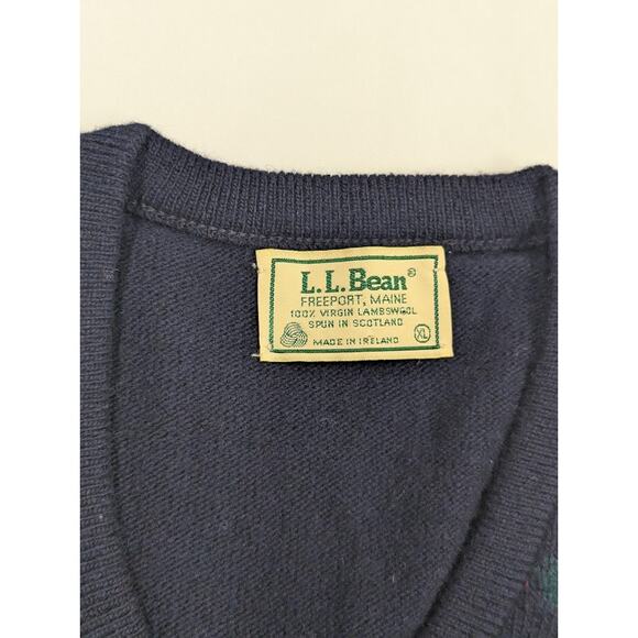 Vintage LL Bean Wool Sweater Vest Argyle Blue XL Ireland Lambswool Scotland - Picture 3 of 7